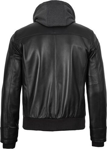 سترة جلدية للرجال من Blingsoul Cafe Racer - سترات جلدية بغطاء للرأس قابلة للإزالة على طراز Moto Style للرجال in Kuwait