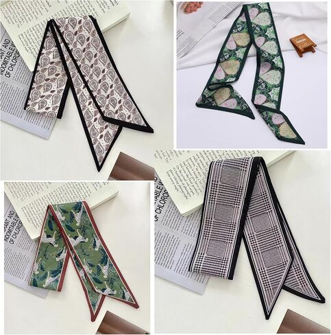 8pcs الأوشحة للنساء ، ندبة رقبة شعر وشاح الرأس ، حقائب اليدين ذيل الحصان التعامل مع ملحق الموضة 35.4 "× 2.4" in Kuwait