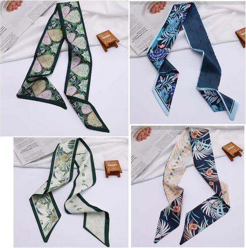 8pcs الأوشحة للنساء ، ندبة رقبة شعر وشاح الرأس ، حقائب اليدين ذيل الحصان التعامل مع ملحق الموضة 35.4 "× 2.4" in Kuwait