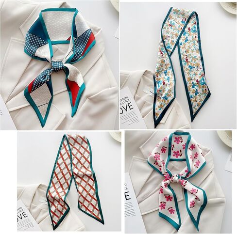 8pcs الأوشحة للنساء ، ندبة رقبة شعر وشاح الرأس ، حقائب اليدين ذيل الحصان التعامل مع ملحق الموضة 35.4 "× 2.4" in Kuwait