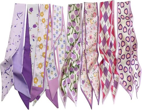 8pcs الأوشحة للنساء ، ندبة رقبة شعر وشاح الرأس ، حقائب اليدين ذيل الحصان التعامل مع ملحق الموضة 35.4 "× 2.4" in Kuwait