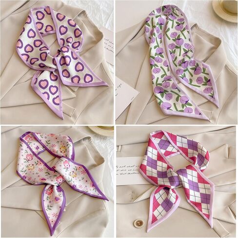 8pcs الأوشحة للنساء ، ندبة رقبة شعر وشاح الرأس ، حقائب اليدين ذيل الحصان التعامل مع ملحق الموضة 35.4 "× 2.4" in Kuwait