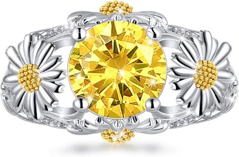 Sunflower Ring For Women, Sterling S925 Silver Daisy Flower Ring For Mother Daughter, Birthstone Birth Flower Ring, You Are My Sunshine in Saudi Arabia