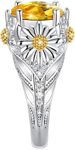 Sunflower Ring For Women, Sterling S925 Silver Daisy Flower Ring For Mother Daughter, Birthstone Birth Flower Ring, You Are My Sunshine in Saudi Arabia
