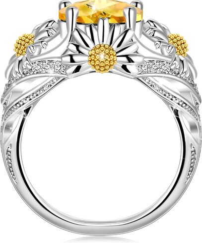 Sunflower Ring For Women, Sterling S925 Silver Daisy Flower Ring For Mother Daughter, Birthstone Birth Flower Ring, You Are My Sunshine in Saudi Arabia