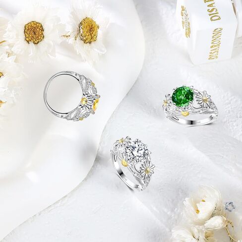 Sunflower Ring For Women, Sterling S925 Silver Daisy Flower Ring For Mother Daughter, Birthstone Birth Flower Ring, You Are My Sunshine in Saudi Arabia