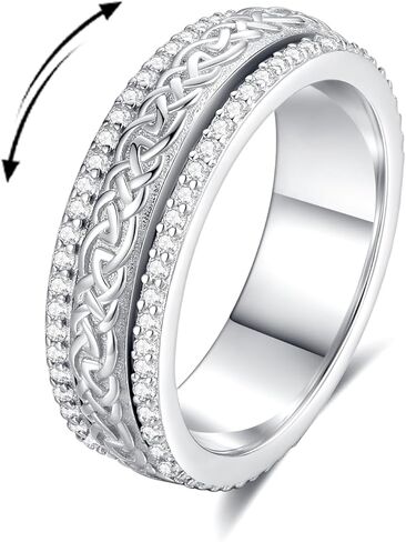 Anxiety Rings for Women Sterling Silver Spinner Fidget Rings for Anxiety Women in Kuwait