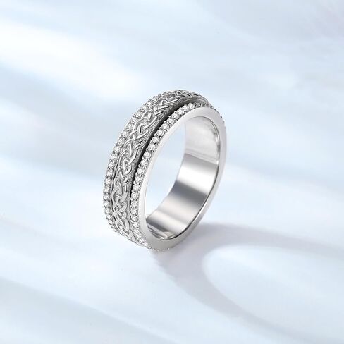 Anxiety Rings for Women Sterling Silver Spinner Fidget Rings for Anxiety Women in Kuwait