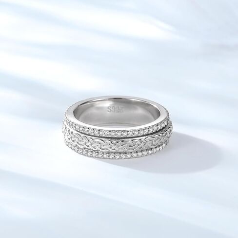 Anxiety Rings for Women Sterling Silver Spinner Fidget Rings for Anxiety Women in Kuwait