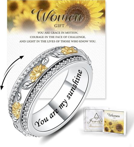 Anxiety Rings for Women Sterling Silver Spinner Fidget Rings for Anxiety Women in Kuwait