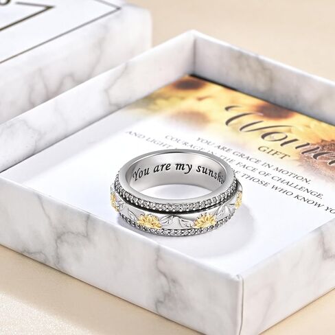 Anxiety Rings for Women Sterling Silver Spinner Fidget Rings for Anxiety Women in Kuwait