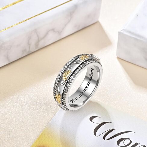 Anxiety Rings for Women Sterling Silver Spinner Fidget Rings for Anxiety Women in Kuwait