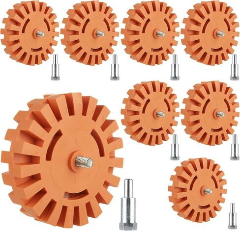 MIVIDE 4PCS Decal Remover Eraser Wheel Tool Kit, 4inch Rubber Power Drill Attachment Car Adhesive, Pinstripe, Sticker, Vinyl Removal Tool Set with Drill Adapter for Cars, RV, Boats in Kuwait