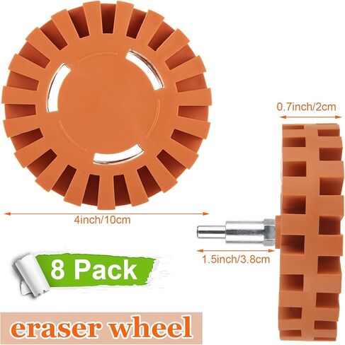 MIVIDE 4PCS Decal Remover Eraser Wheel Tool Kit, 4inch Rubber Power Drill Attachment Car Adhesive, Pinstripe, Sticker, Vinyl Removal Tool Set with Drill Adapter for Cars, RV, Boats in Kuwait