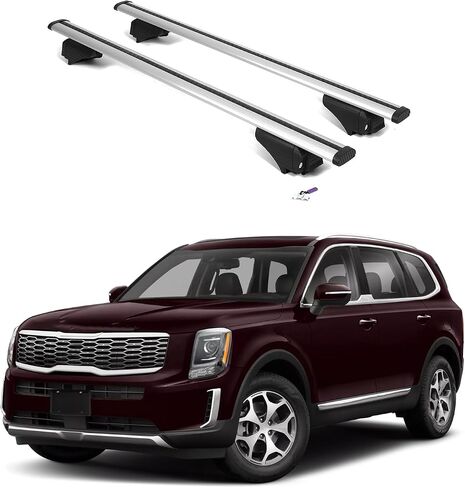 ERKUL Roof Rack Cross Bars for KIA Telluride 2020-2025 X-Line & X-Pro | Aluminum Crossbars with Anti Theft Lock for Rooftop | Compatible with Raised Rails - Black in Saudi Arabia