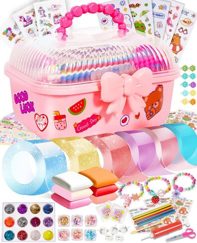 مجموعة فقاعات شريط نانو من زيسكو للأطفال، فقاعات شريط نانو، شريط نانو مع جليتر، طين، خرز، ملصقات وتعليمات، لعبة تزيين عيد الميلاد DIY للأولاد والبنات in Kuwait