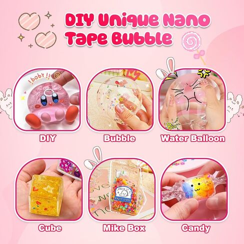 مجموعة فقاعات شريط نانو من زيسكو للأطفال، فقاعات شريط نانو، شريط نانو مع جليتر، طين، خرز، ملصقات وتعليمات، لعبة تزيين عيد الميلاد DIY للأولاد والبنات in Kuwait
