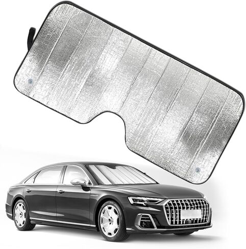 Car Windshield Sun Shade, Foldable Panel Sunshade, Keep Vehicle Cool Sun, Block UV Rays, 57 x 27.5 in Universal for Cars Trucks (Silver) in Saudi Arabia