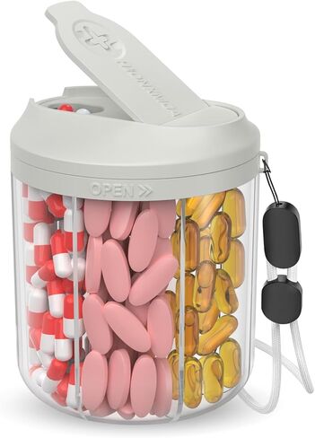 موزع حبوب منع الحمل مع 7 مقصورات كبيرة ، منظم حبوب منع الحمل للسفر ، منظم المكملات مع تصميم مضاد للخلط ، حاوية حبوب منع الحمل خالية من BPA مع 20 PCS ملصقات ، رمادي in Kuwait