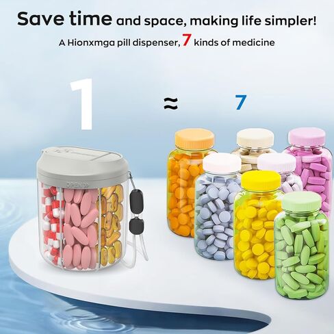 موزع حبوب منع الحمل مع 7 مقصورات كبيرة ، منظم حبوب منع الحمل للسفر ، منظم المكملات مع تصميم مضاد للخلط ، حاوية حبوب منع الحمل خالية من BPA مع 20 PCS ملصقات ، رمادي in Kuwait