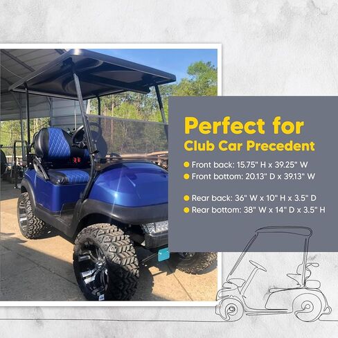 Club Car Precdent Front Golf Cart Conting Covernsing Diamond Stitching (Red/Dark Dark) in Kuwait