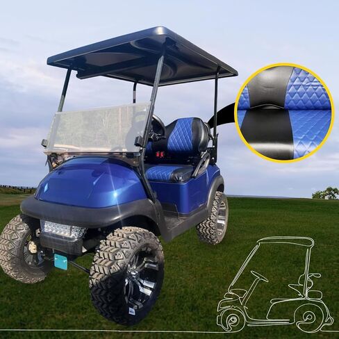 Club Car Precdent Front Golf Cart Conting Covernsing Diamond Stitching (Red/Dark Dark) in Kuwait