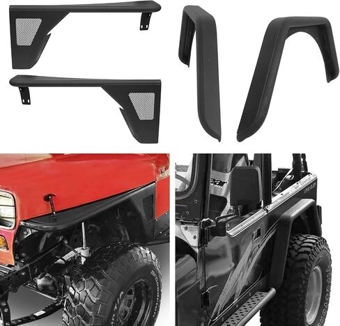 HOOKE ROAD WRANGLER YJ Front & الخلفية Fender Flares Tube Armor Guards for Jeep Wrangler YJ 1987 1988 1989 1990 1991 1992 1993 1994 1995 in Saudi Arabia