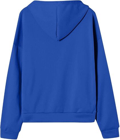Oversized Zip Up Hoodies Women Y2k Drawstring Fleece Jacket Preppy Hooded Sweatshirts Fall Winter Clothes with Pockets in Saudi Arabia
