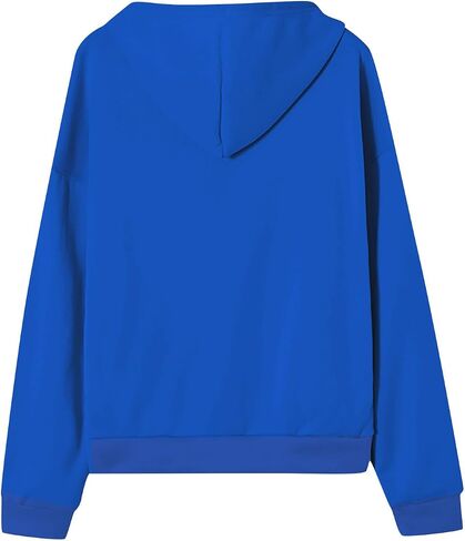 Oversized Zip Up Hoodies Women Y2k Drawstring Fleece Jacket Preppy Hooded Sweatshirts Fall Winter Clothes with Pockets in Saudi Arabia