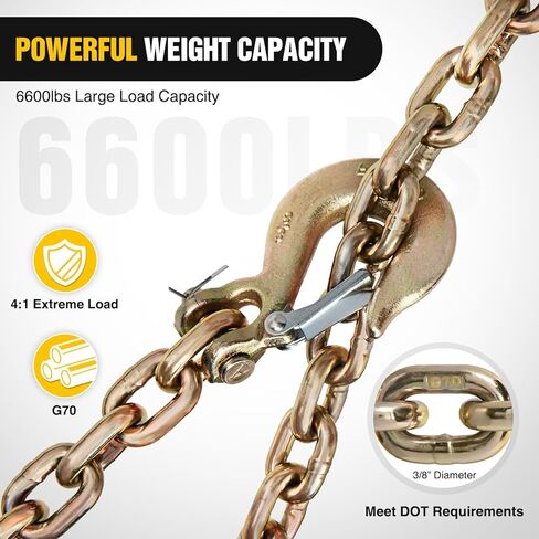 Nilight 3/8" X 35" Trailer Safety Chain 2pcs Grade 70 Towing Chain with Clevis Snap Hooks 26400lbs Break Strength use for Trailer, RV,and Boat Towing and Gooseneck Couplers in Saudi Arabia