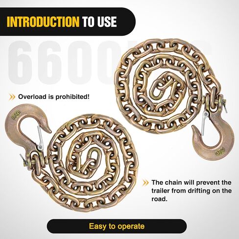 Nilight 3/8" X 35" Trailer Safety Chain 2pcs Grade 70 Towing Chain with Clevis Snap Hooks 26400lbs Break Strength use for Trailer, RV,and Boat Towing and Gooseneck Couplers in Saudi Arabia