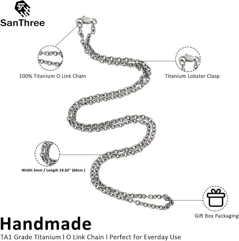 Santhree Pure Titanium Round O Neglace للرجال والنساء ، 3 مم دائم للبشرة الصلبة الصلبة من التيتانيوم Clasp Class سلسلة عيد ميلاد للجنسين عيد الحب هدية in Kuwait