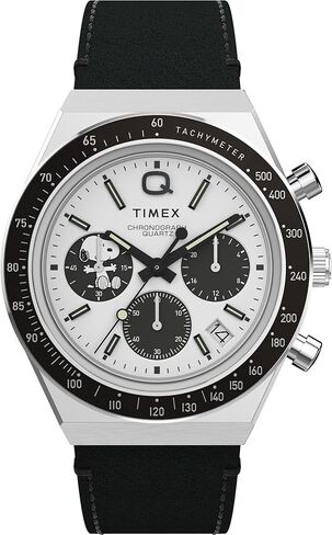 Timex Men's Peanuts Q 40mm Watch - حزام أسود أبيض عن الفولاذ المقاوم للصدأ in Saudi Arabia