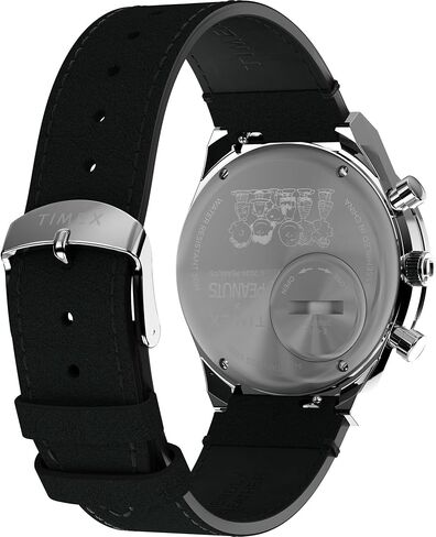 Timex Men's Peanuts Q 40mm Watch - حزام أسود أبيض عن الفولاذ المقاوم للصدأ in Saudi Arabia