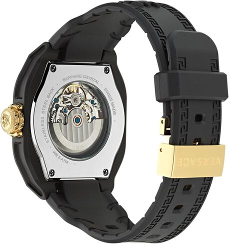 Versace V-Legend Sequeleton Collection Fudy Mens Watches Watch Watch مع حزام أسود وحالة تتميز بالطلب الذهبي in Saudi Arabia