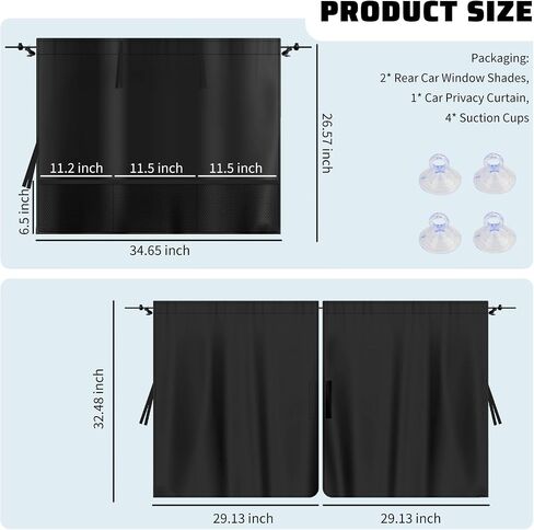 3pcs ظلال نافذة السيارة الخلفية المترقية ، وظل نافذة 2pcs للسيارات والسيارات 1pc ستارة الخصوصية مع جيوب التخزين ، وظلال Windows الأساسية لحماية الشمس والخصوصية in Saudi Arabia