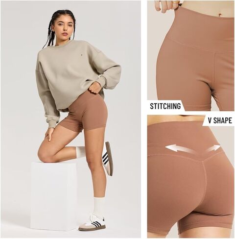 شورتات راكب الدراجة النارية للسيدات 6 بوصة ، شورت اليوغا المرتفع in Kuwait