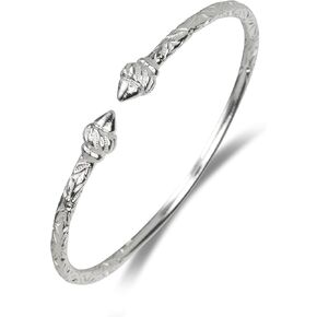 Better Jewelry West Indian 925 Sterling Silver Bangle w. Elegant Ridged Arrow Taj Mahal Ends, 1 piece in Saudi Arabia