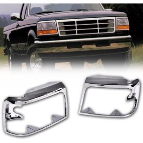 G-PLUS Grille Headlight Door Bezel Chrome Set Compatible with 1992-1996 Bronco/1992-1997 Ford F150 F250 F350Trim Door Passenger & Driver Side 2pcs Gloss Black in Kuwait