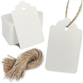 PH PERKHOMY 2" x 4" Large Gift Tags, 120 Pcs White Paper Tags with Natural Jute Twine String for Gifts Crafts Wedding Christmas, White in Kuwait