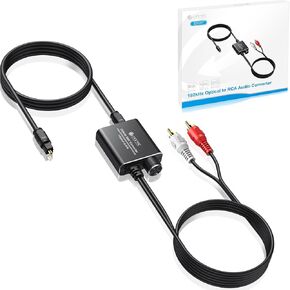 eSynic Professional RCA to Optical Audio Converter Alloy Shell Analog to Digital Audio Converter 2.1M/7ft RCA to Optical Cable PCM Audio RCA in to Optical Out Adapter for CD Player to Soundbar etc in Kuwait