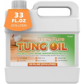 33 Fl Oz 100% Pure Tung Oil – Give Your Wood Projects Food Grade Tung Oil Finish – Waterproof Tung Oil That Strengthens & Protect Wood – Food Safe Wood Sealer Preferred by Experienced Craftsmen in Kuwait