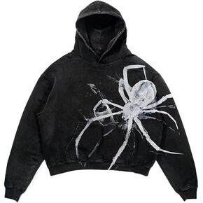Y2K Goth Hoodie Skull/Spider Print Streetwear Usisex Eversive Sweatshirt for Men Women Vintage Harajuku Fashion in Kuwait
