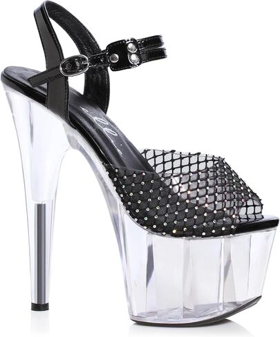 Ellie Shoes Women's Rhinestone Mesh Heeled Heeled in Kuwait