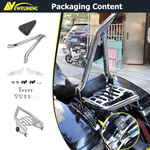 Sissy Bar Luggage Rack ، مسند ظهر للركاب الخلفي القابل للفصل متوافق مع نماذج Harley Davidson Touring 2009-2024 شارع Glide Road Road Electra Glide Road (Black) in Kuwait