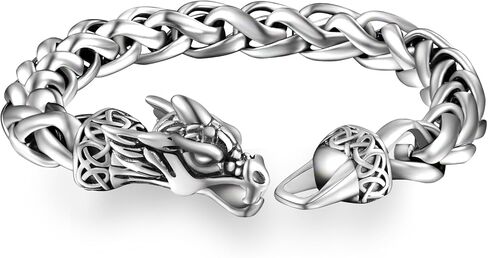 سوار تنين للرجال، سوار من الفولاذ المقاوم للصدأ كوبي، هدايا مجوهرات بانك، الطول 8.7 بوصة in Kuwait