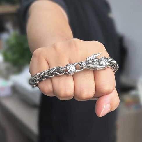 سوار تنين للرجال، سوار من الفولاذ المقاوم للصدأ كوبي، هدايا مجوهرات بانك، الطول 8.7 بوصة in Kuwait