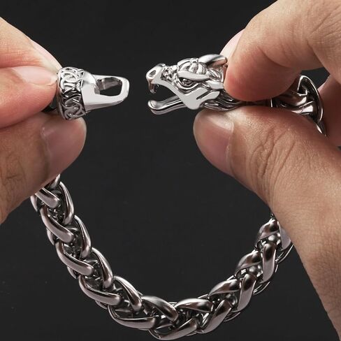 سوار تنين للرجال، سوار من الفولاذ المقاوم للصدأ كوبي، هدايا مجوهرات بانك، الطول 8.7 بوصة in Kuwait