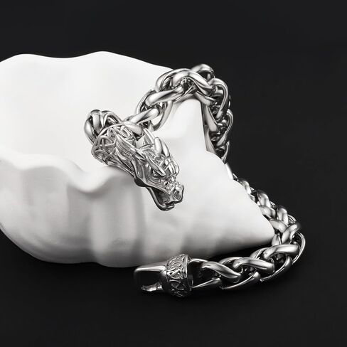 سوار تنين للرجال، سوار من الفولاذ المقاوم للصدأ كوبي، هدايا مجوهرات بانك، الطول 8.7 بوصة in Kuwait