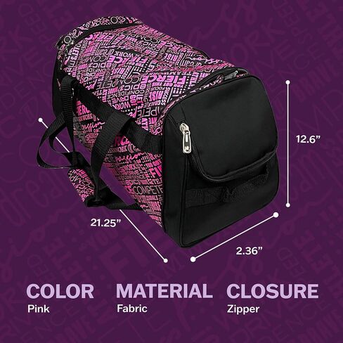Dream Duffel Inspiration Practice Bag, Stylish Gym Tote with 2 Large Side Pockets, Perfect for Shoes & Accessories, 21.25" x 12.6" x 2.36", Pink in Kuwait